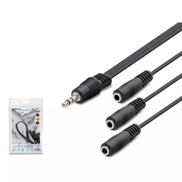 Hadron Hdx1023 3.5Mm To 3 3.5Mm F Kablo 2Line 30Cm Siyah