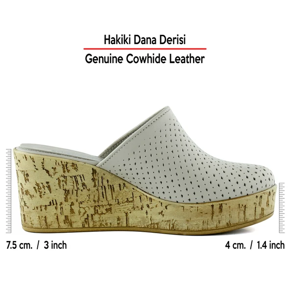 Erkan Saçmacı Aria Vizon Hakiki Dana Derisi Önü Kapalı Mantar Taban Görünümlü Dolgu Topuklu Terlik - 2