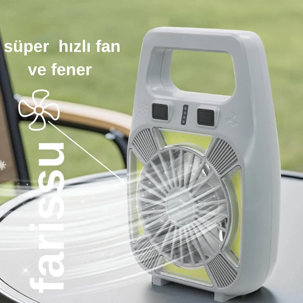 Gold Silver GS-265 Şarjlı Fanlı Işık – 10W Güç | Type-C Şarj | LED Işık + Fan | Su Geçirmez Tasarım