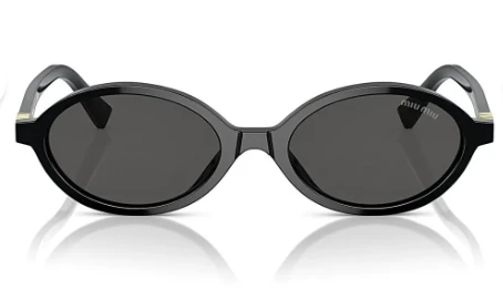 Miu Miu 04zs 1ab5s0 50 Kadın Oval Siyah Kemik Güneş Gözlüğü