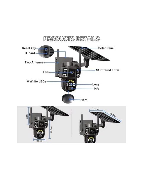 VENSA Çift Kameralı 4g Solar Sim Kart Güneş Panelli Güvenlik Kamerası - VN-364G - Resim 3