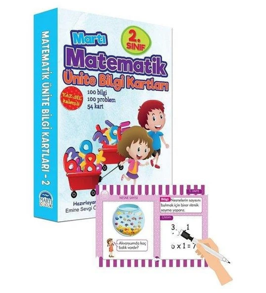 Martı 2.Sınıf Matematik Ünite Bilgi Kartları Yaz Sil Kalemli