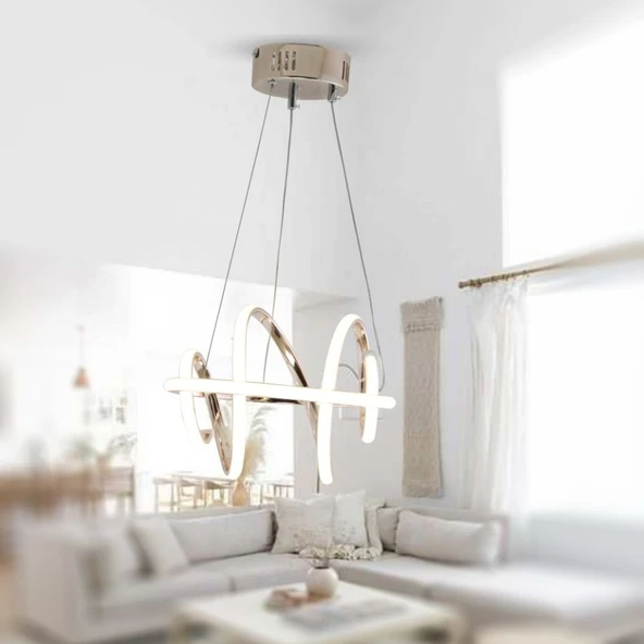 TT005-FSR TT Aydınlatma Burgu Modeli Fransız Sarı Kaplama Led Avize - Resim 3