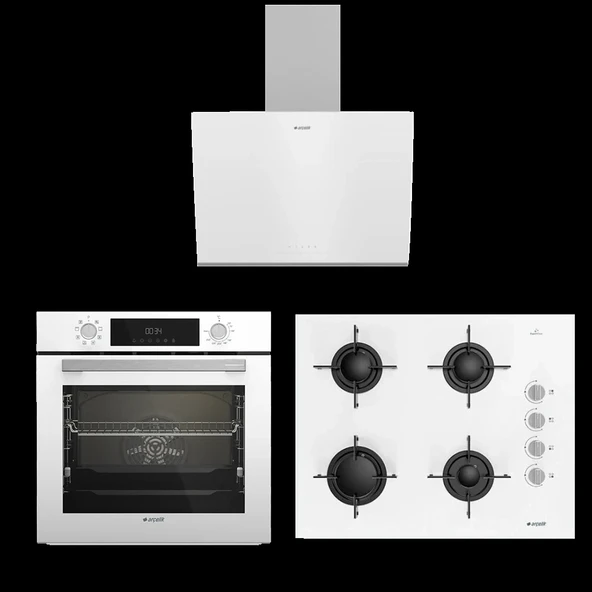 Arçelik Yeni Model Beyaz Üçlü Cam Ankastre Set ürün görseli 1