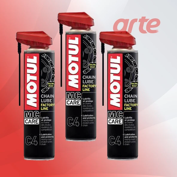 Motul C4 Zincir Yağlama Spreyi 400 ml – Racing Chain Lube | 3’lü Paket | Teflon Katkılı