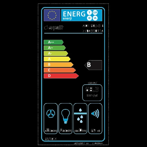 Arçelik ADE 605-3 B Ankastre Duvar Tipi Davlumbaz - 6