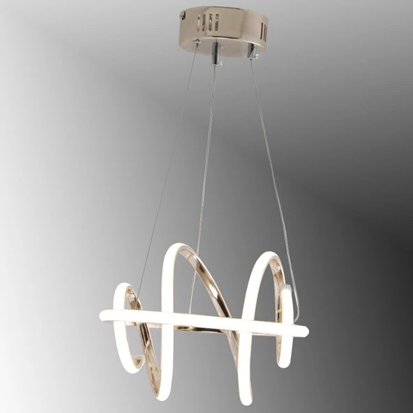 TT005-FSR TT Aydınlatma Burgu Modeli Fransız Sarı Kaplama Led Avize ürün görseli 1