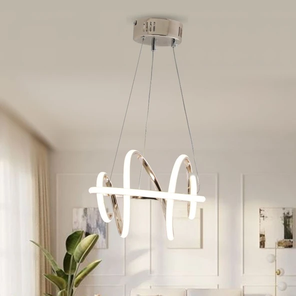 TT005-FSR TT Aydınlatma Burgu Modeli Fransız Sarı Kaplama Led Avize - Resim 2