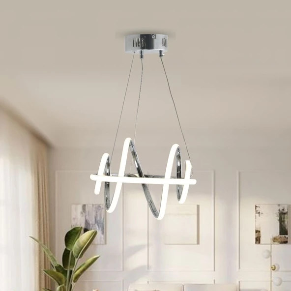 TT005-KR TT Aydınlatma Burgu Modeli Krom Kaplama Led Avize - Resim 2