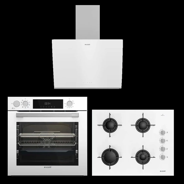 Arçelik Yeni Model Beyaz Buhar Destekli Cam Ankastre Set