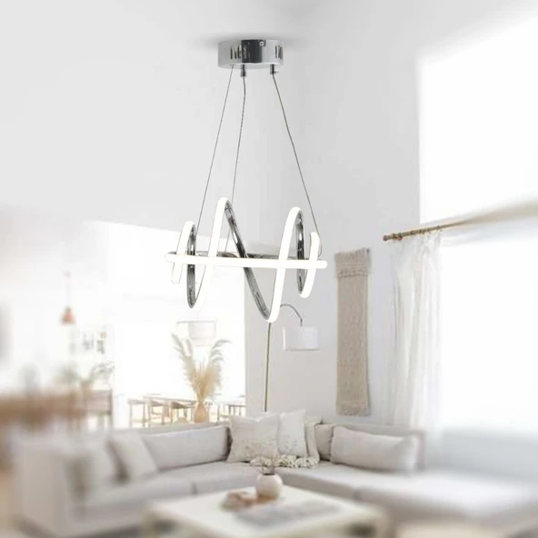 TT005-KR TT Aydınlatma Burgu Modeli Krom Kaplama Led Avize - Resim 3