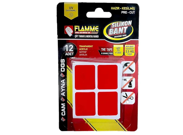 Montaj Bandı 2.5 KG - Çift Taraflı Hazır Kesilmiş Silikon Bant 12'li Montaj Bandı, Şeffaf - 3