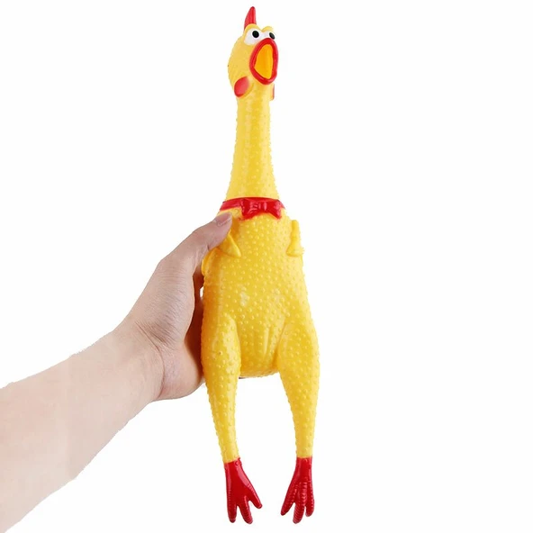 Köpekler İçin Düdüklü Horoz - Ses Çıkaran Tavuk Kedi Köpek Oyuncağı 16 cm - 3