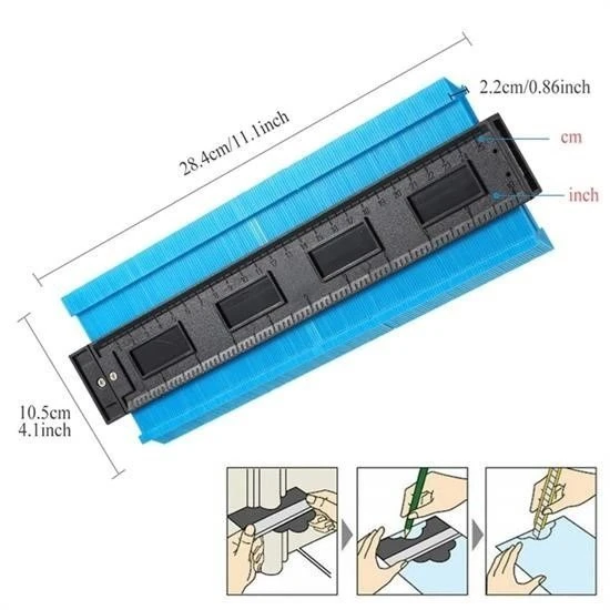 Büyük Boy Kalıp Çıkarma  Kontur Ölçüm Cihazı Ahşap Fayans Şekillendirme Kalıbı 24 Cm - 4