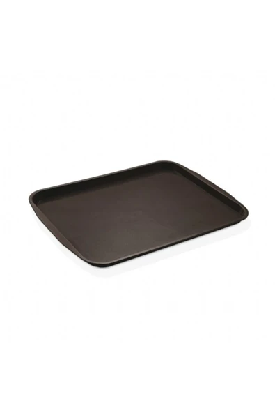 Siyah Midi Boy Plastik Servis Tepsisi  Kırılmaz Lokanta Büfe Fast Food Kullanım (44x32 Cm) - 2