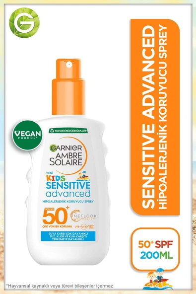 Garnier Ambre Solaire Sensitive Advanced Çocuk Hipoalerjenik Güneş Koruyucu Sprey SPF50 200 ml