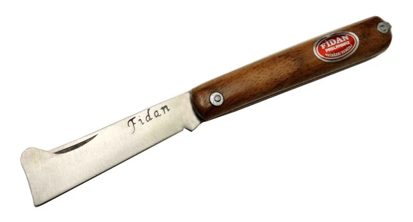 Fidan As 20 Kahverengi Bahçe Aşı Çakısı 18,5cm - Manuel, Ahşap Sap