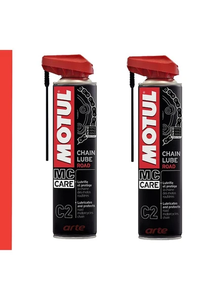 Motul C2 Zincir Yağlama Spreyi 400 ml – Chain Lube Road | 2'li Set | O-Ring & X-Ring Uyumlu Zincir Yağı