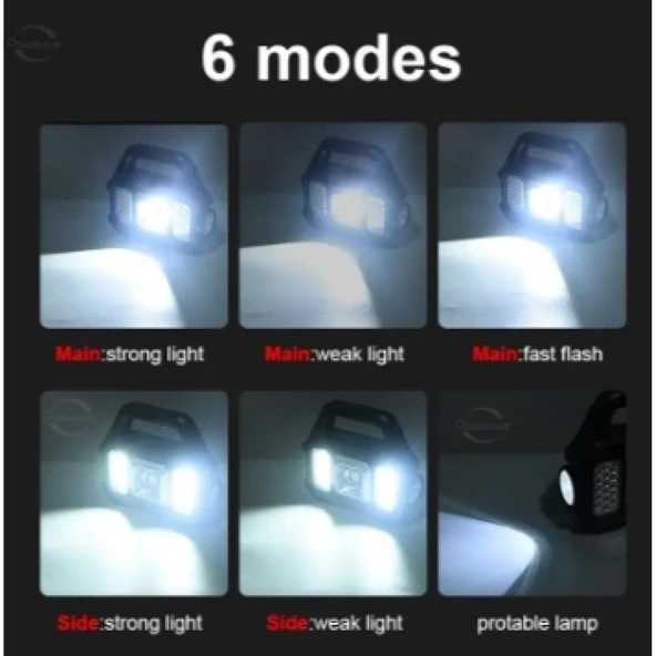 P-880a Solar Powerbanklı Şarjlı Taşınabilir Güçlü Fener - 4