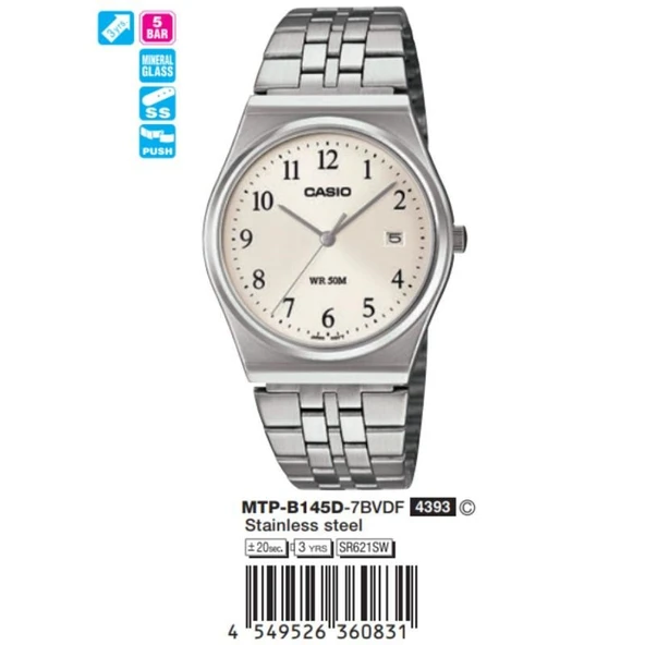 CASIO MTP-B145D-7BVDF ERKEK KOL SAATİ - Resim 4