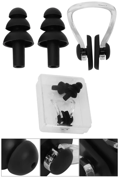 Silikon Kulak Burun Tıkacı Yüzme Su Geçirmez Kulak Tıpası Burun Klipsi Kutulu