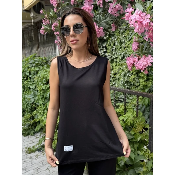 Lucky Life Kadın Askılı Yuvarlak Yaka Viskon Iki Iplik Bluz Ve Eşofman Altı Ikili Takım