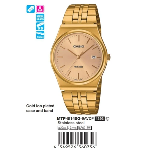 CASIO MTP-B145G-9AVDF ERKEK KOL SAATİ - Resim 4