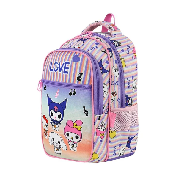 İlkokul Çantası Kuromi 2'li Set 40*30 Cm Beslenme Çantası Ortopedik Sırt Çantası Kız Çocuk - 3