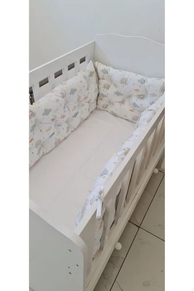 80x140 Beşik Uyumlu 4 Parça Beşik Kenar Koruma Takımı – %100 Pamuk – Yıkanabilir