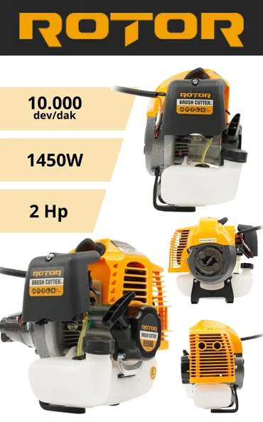 Benzinli tırpan ROTOR BC520A Benzinli Ot Çalı Çim Biçme Makinası Yan Tırpan - Resim 2