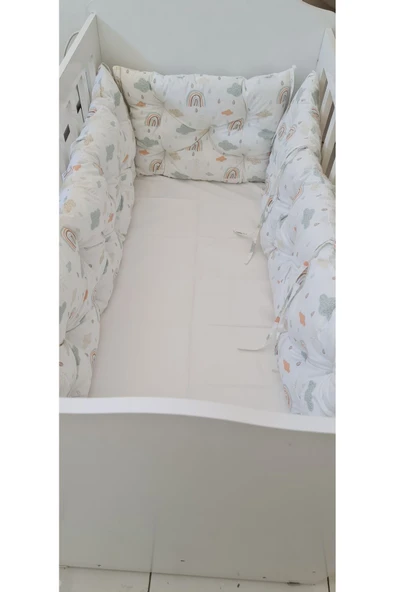 80x140 Beşik Uyumlu 4 Parça Beşik Kenar Koruma Takımı – %100 Pamuk – Yıkanabilir - 2