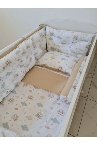 80x140 Beşik Uyumlu 4 Parça Beşik Kenar Koruma Takımı – %100 Pamuk – Yıkanabilir - 2