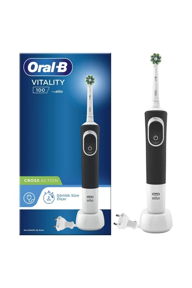 Oral-B D100 Vitality Cross Action Şarjlı Diş Fırçası Beyaz-Siyah - Resim 3