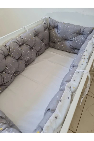 80x130 Beşik Uyumlu 4 Parça Beşik Kenar Koruma Takımı – %100 Pamuk – Yıkanabilir ürün görseli