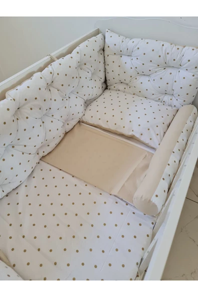 80x130 Beşik Uyumlu 4 Parça Beşik Kenar Koruma Takımı – %100 Pamuk – Yıkanabilir - 4