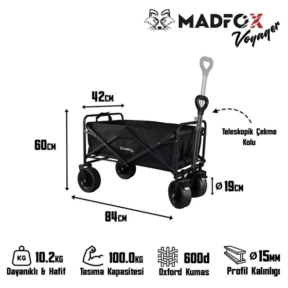 Plaj/Bahçe/Kamp Arabası - Madfox Voyager Katlanabilir - Siyah - 547268 - 6