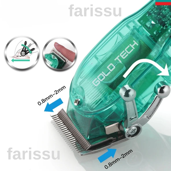 Şeffaf Gövdeli Profesyonel Saç Kesme Makinesi – 200 Dakika Kullanım | Ayarlanabilir Bıçak | Japon Motor Teknolojisi - 5