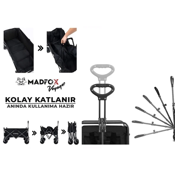 Plaj/Bahçe/Kamp Arabası - Madfox Voyager Katlanabilir - Siyah - 547268 - 5