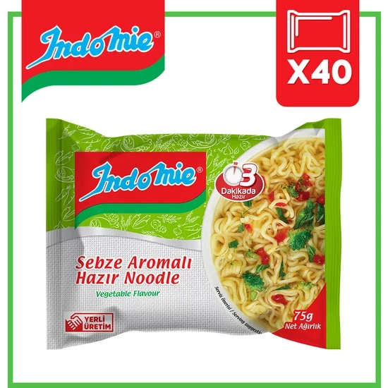 İndomie Sebze Aromalı Hazır Noodle 75g 40 adet