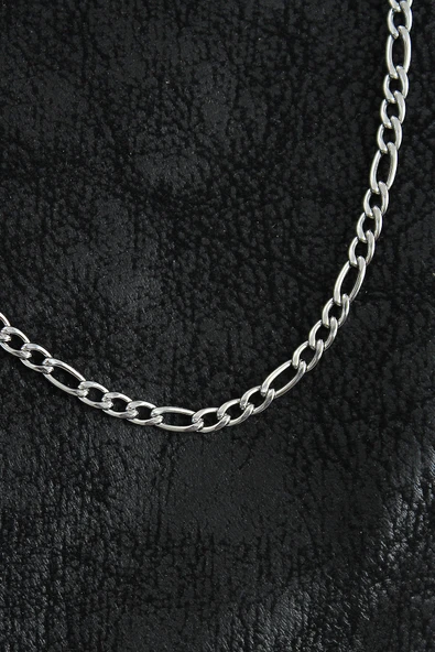 316L Çelik Klasik Figaro Zincir Model Gümüş Renk Erkek Kolye - TJ-ERK1393 - 2