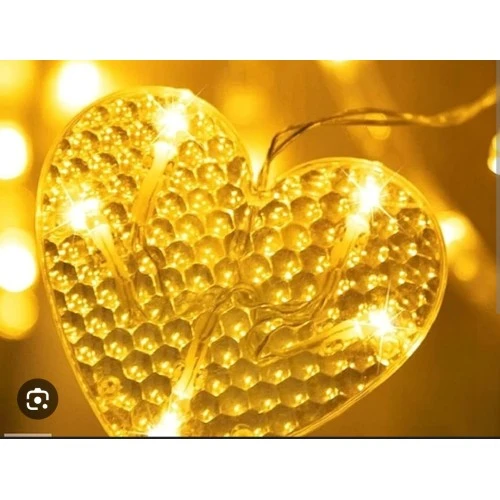 Kalp Perde Led 3m 6 Sıra 12 Adet Kalp Led Işık Gün Işığı - 3