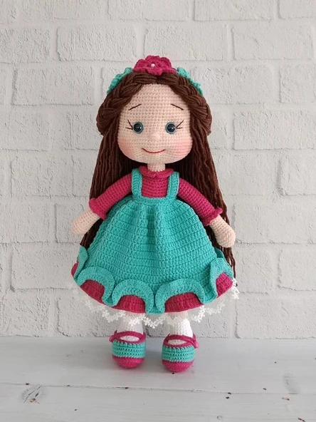 Mint Yeşili Merve Bebek Amigurumi Organik Oyuncak - 1