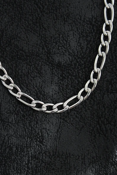 316L Çelik Kalın Figaro Zincir Model Gümüş Renk Erkek Kolye - TJ-ERK1394 - 2