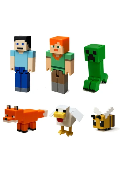 Minecraft Macera Başlangıç Seti Steve Alex Creeper Tavuk Tilki Arı
