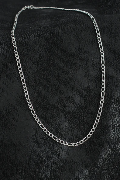 316L Çelik Klasik Figaro Zincir Model Gümüş Renk Erkek Kolye - TJ-ERK1393