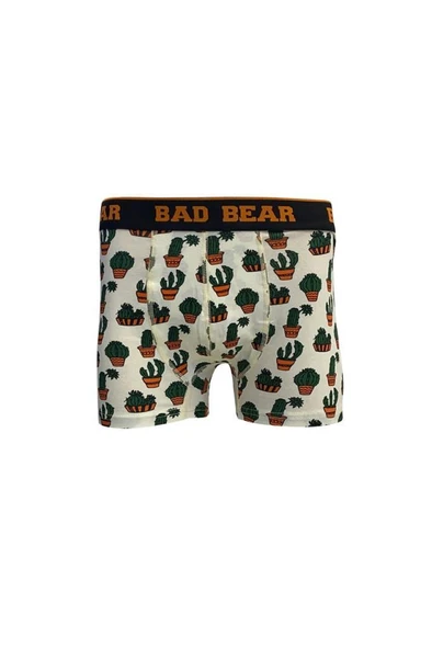 Bad Bear Cactus Off-White 21.01.03.003B Beyaz Kaktüs Desenli Erkek Boxer