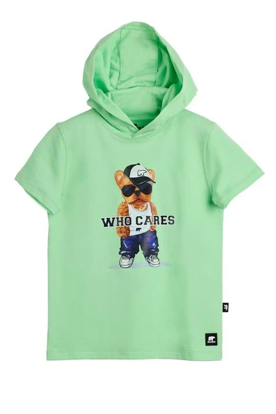 Bad Bear Mood 24.06.12.001Y Yeşil Çocuk Baskılı Hoodie Sweatshirt - 1