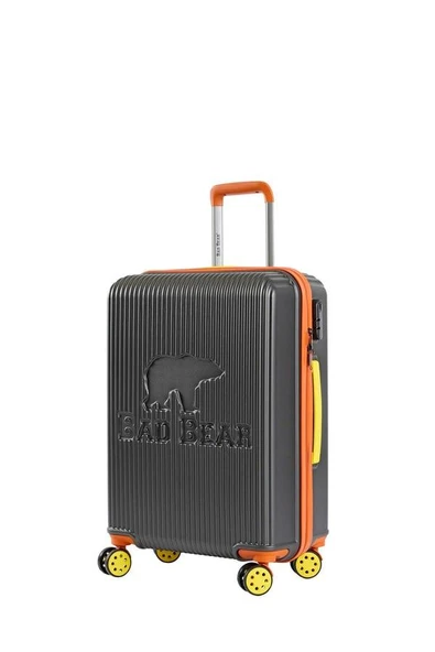 Bad Bear Logo Suitcase 23.01.80.002KG Koyu Gri Orta Boy Tekerlekli ABS Valiz 64 Lt. - 1