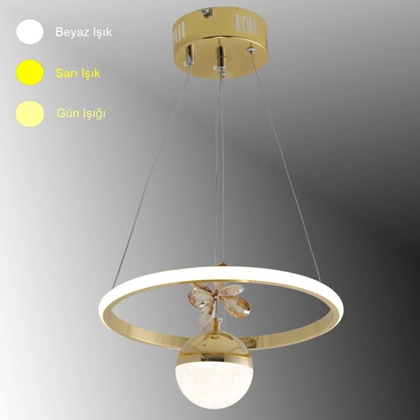 TT037-YUV-SR TT Aydınlatma Halka Model Gold Sarı Kaplama Tek Toplu Led Avize ürün görseli 1