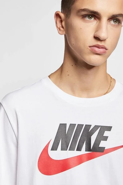 Nike M Nsw Tee Icon Futura AR5004-100 Beyaz Erkek T-Shirt - Resim 4
